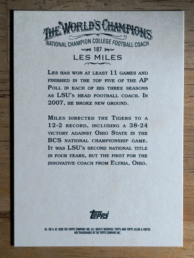2008 Topps Allen and Ginter #187 Les Miles