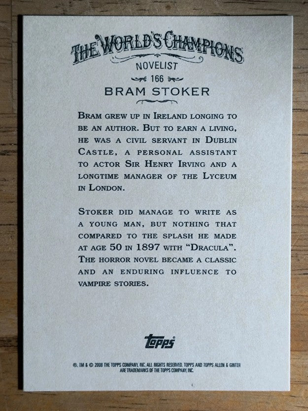 2008 Topps Allen and Ginter #166 Bram Stoker
