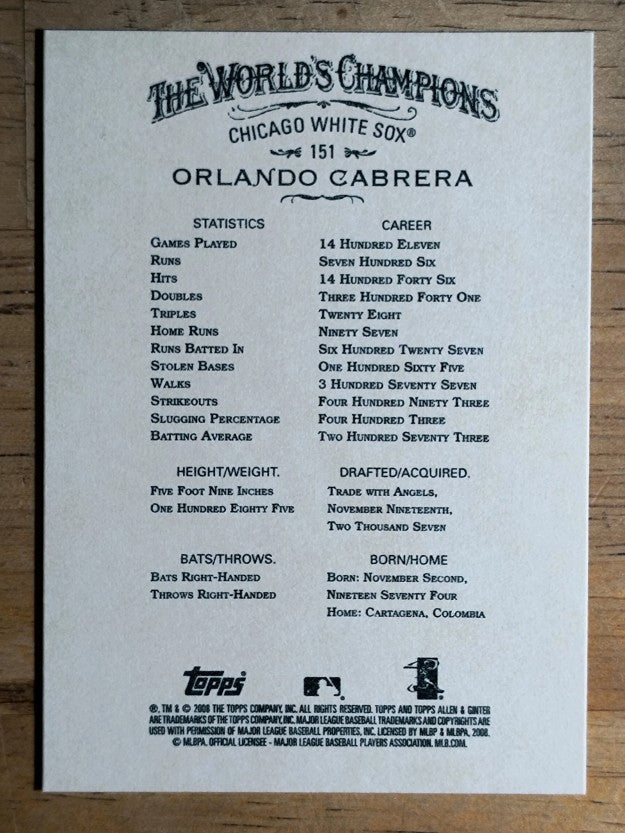 2008 Topps Allen and Ginter #151 Orlando Cabrera