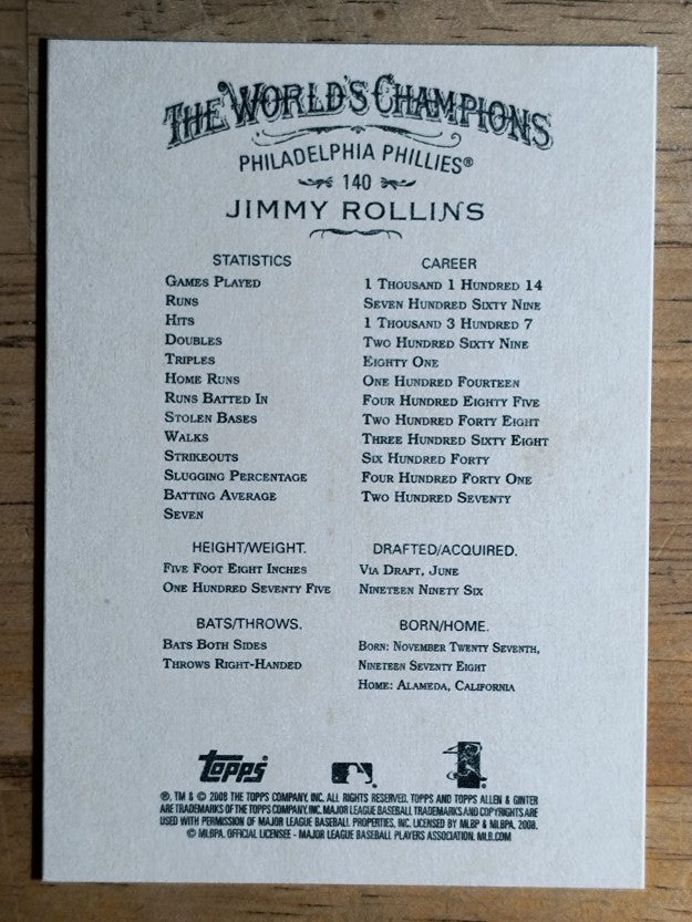 2008 Topps Allen and Ginter #140 Jimmy Rollins