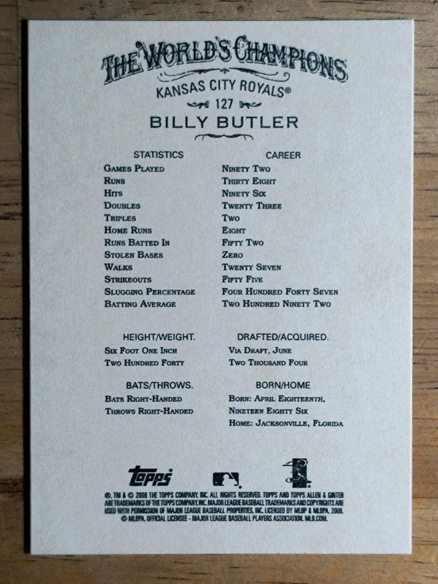 2008 Topps Allen and Ginter #127 Billy Butler
