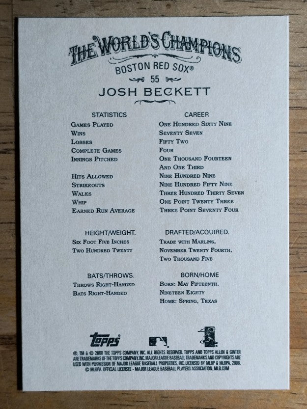 2008 Topps Allen and Ginter #55 Josh Beckett