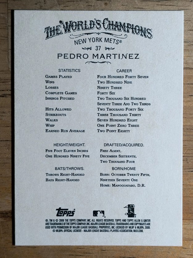 2008 Topps Allen and Ginter #37 Pedro Martinez