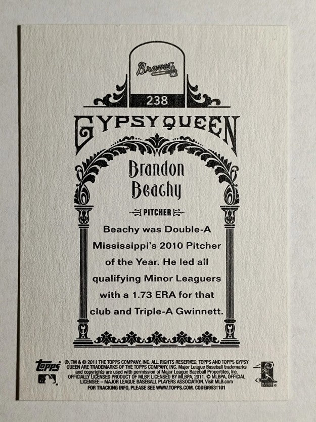 2011 Topps Gypsy Queen #238 Brandon Beachy RC