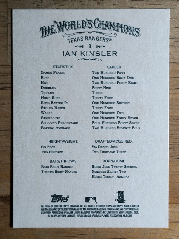 2008 Topps Allen and Ginter #9 Ian Kinsler