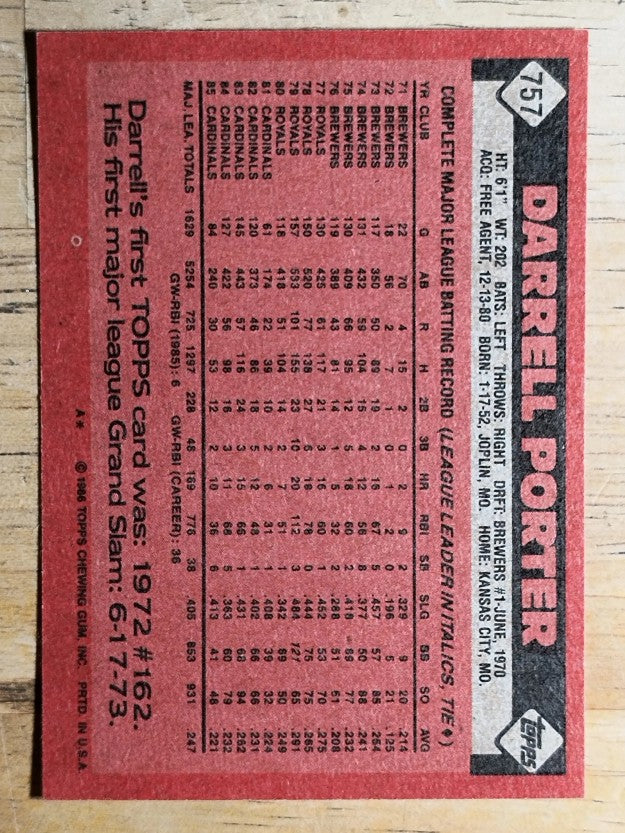 1986 Topps #757 Darrell Porter