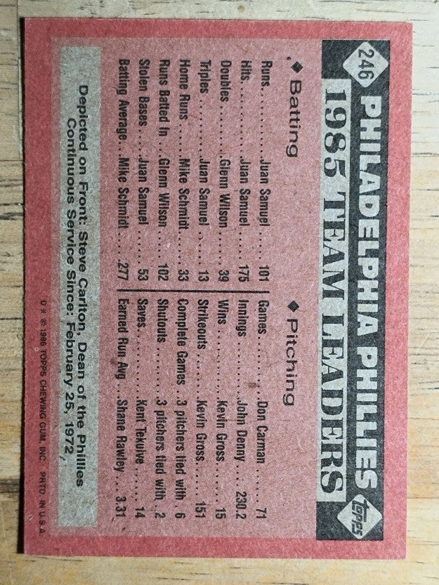 1986 Topps #246 Steve Carlton TL