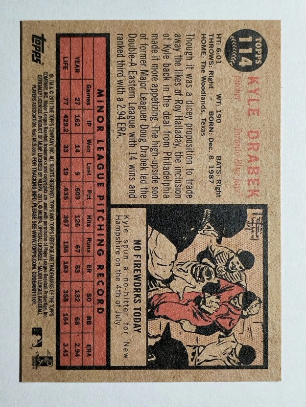 2011 Topps Heritage #114 Kyle Drabek RC