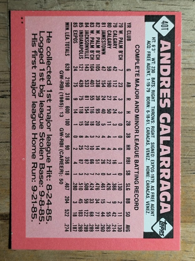 1986 Topps Traded #40T Andres Galarraga XRC