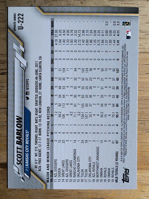 2020 Topps Update #U222 Scott Barlow