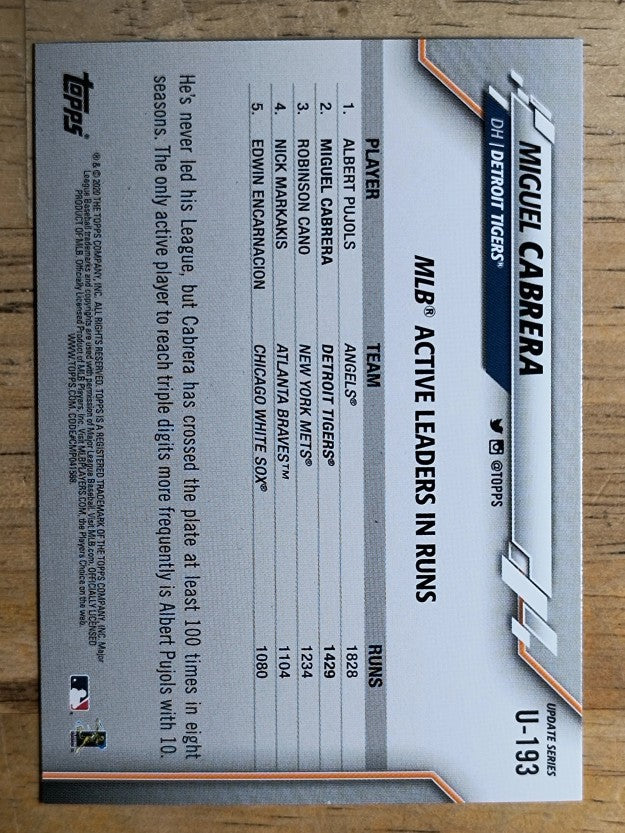 2020 Topps Update #U193 Miguel Cabrera