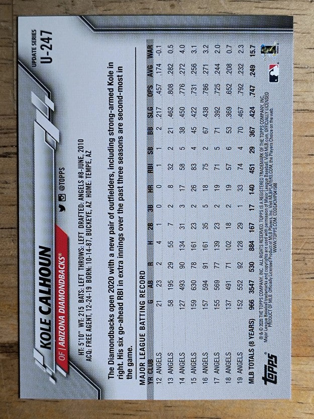 2020 Topps Update #U247 Kole Calhoun