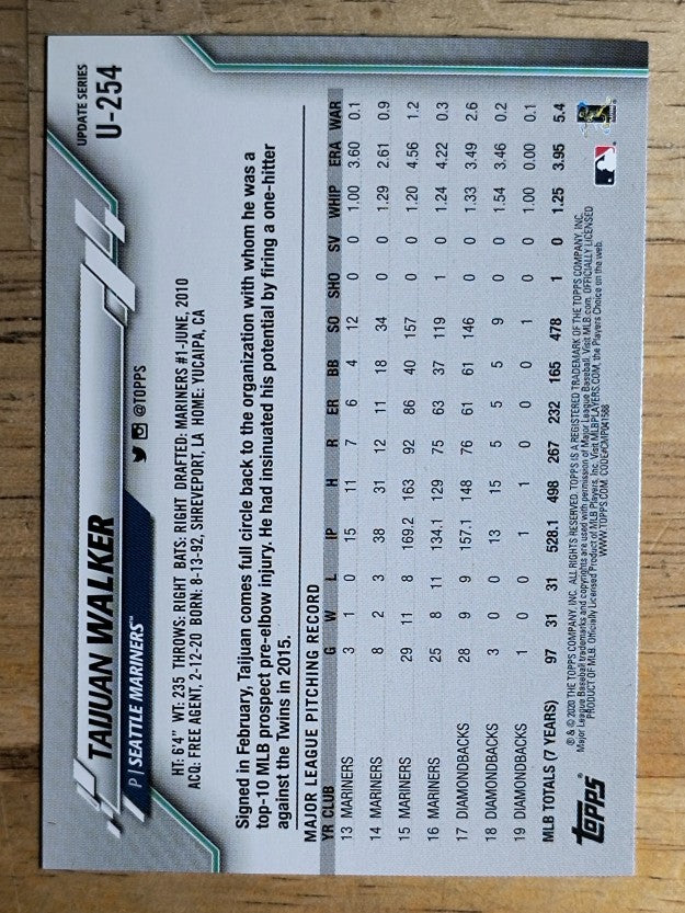 2020 Topps Update #U254 Taijuan Walker