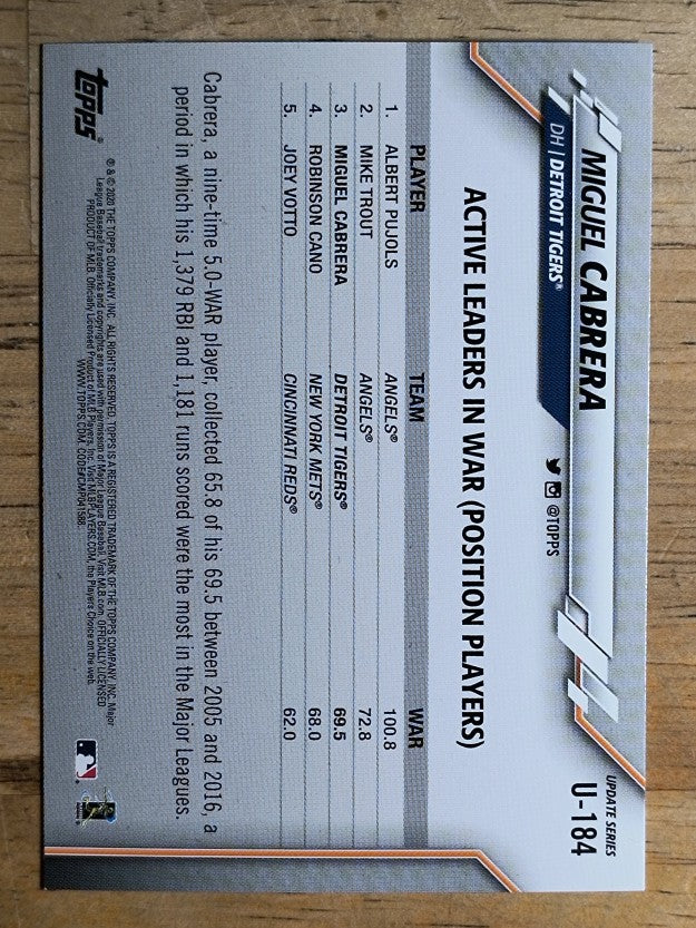 2020 Topps Update #U184 Miguel Cabrera