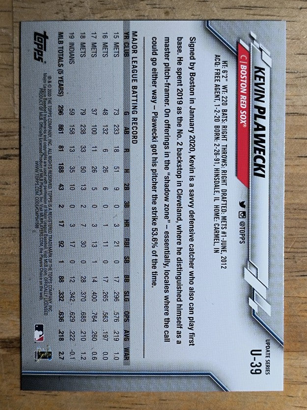 2020 Topps Update #U39 Kevin Plawecki