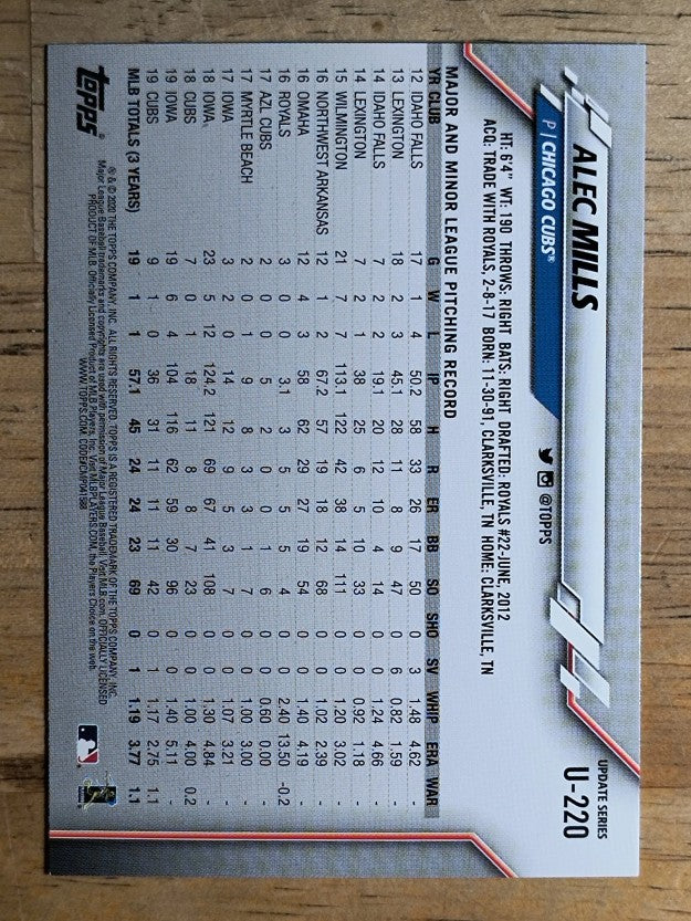 2020 Topps Update #U220 Alec Mills RC