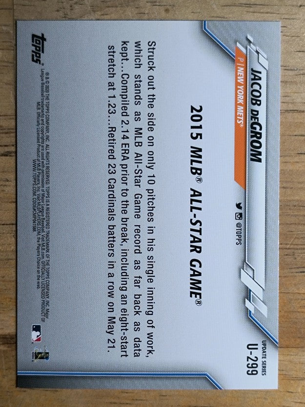 2020 Topps Update #U299 Jacob deGrom AS