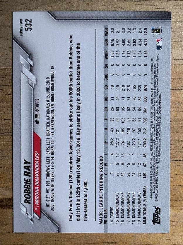 2020 Topps #532 Robbie Ray