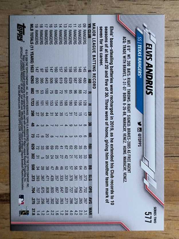 2020 Topps #577 Elvis Andrus