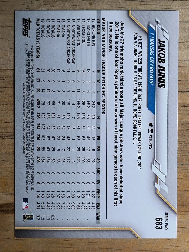 2020 Topps #683 Jakob Junis