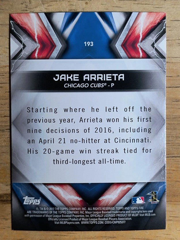 2017 Topps Fire #193 Jake Arrieta