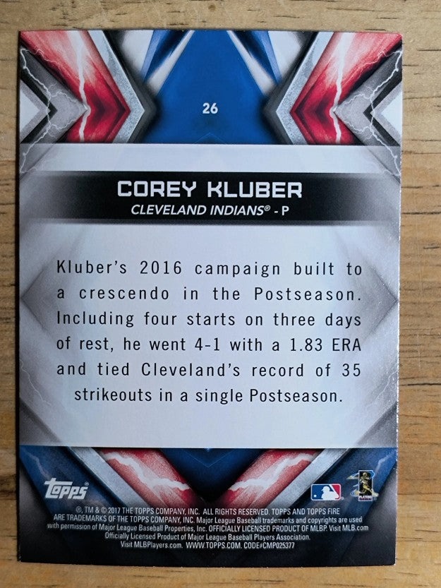 2017 Topps Fire #26 Corey Kluber