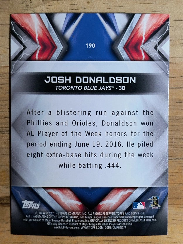 2017 Topps Fire #190 Josh Donaldson