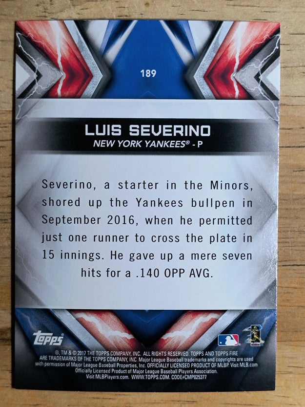 2017 Topps Fire #189 Luis Severino