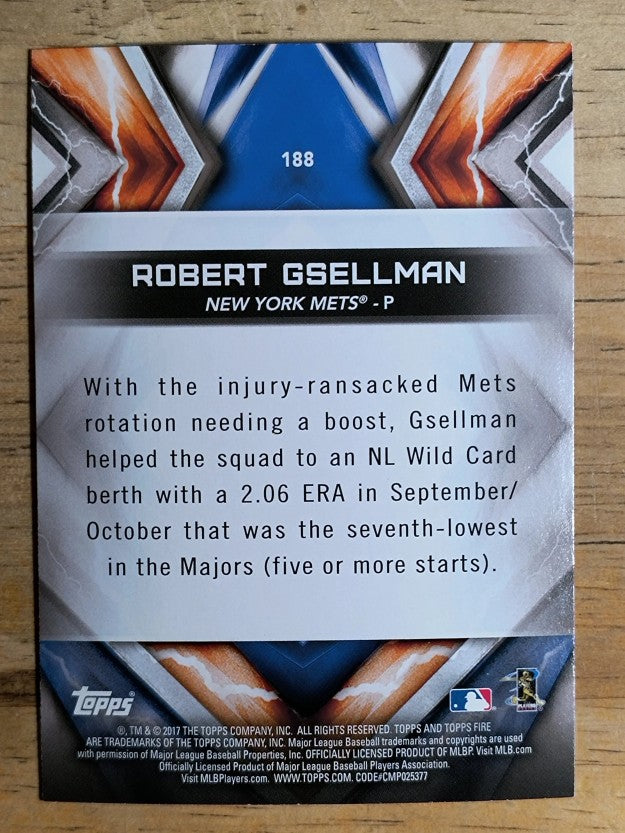 2017 Topps Fire #188 Robert Gsellman RC