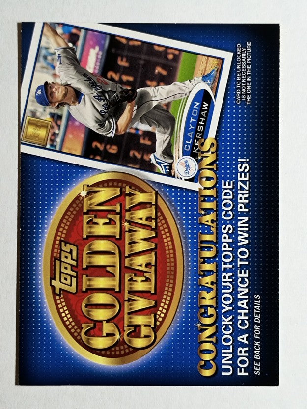 2012 Topps Golden Giveaway Code Cards #GGC14 Clayton Kershaw