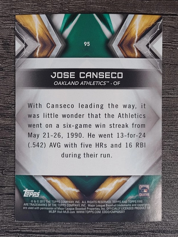 2017 Topps Fire #95 Jose Canseco