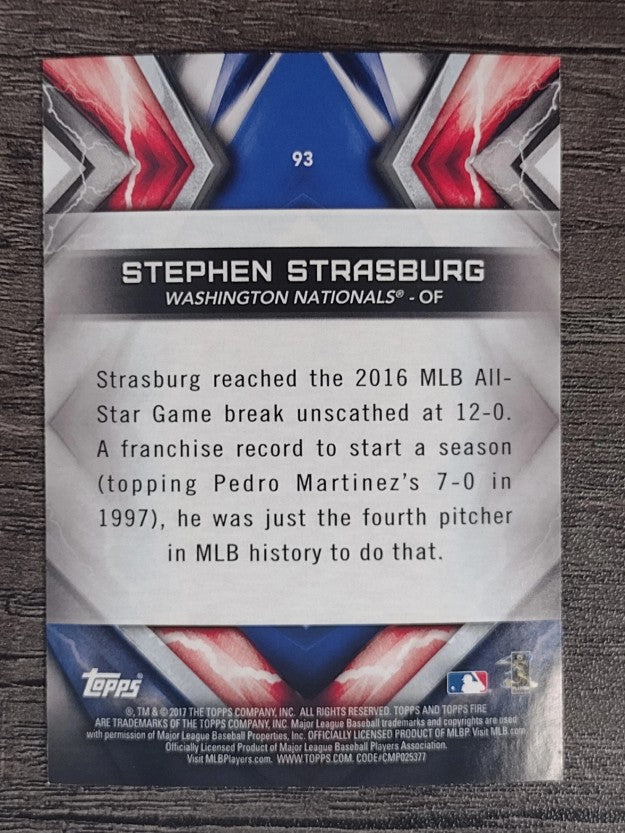 2017 Topps Fire #93 Stephen Strasburg