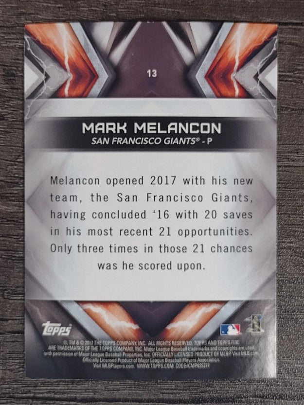 2017 Topps Fire #13 Mark Melancon