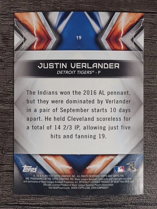 2017 Topps Fire #19 Justin Verlander