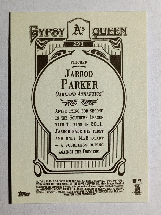 2012 Topps Gypsy Queen #291 Jarrod Parker RC
