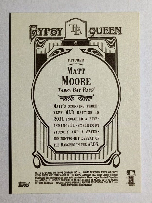 2012 Topps Gypsy Queen #6B Matt Moore VAR SP