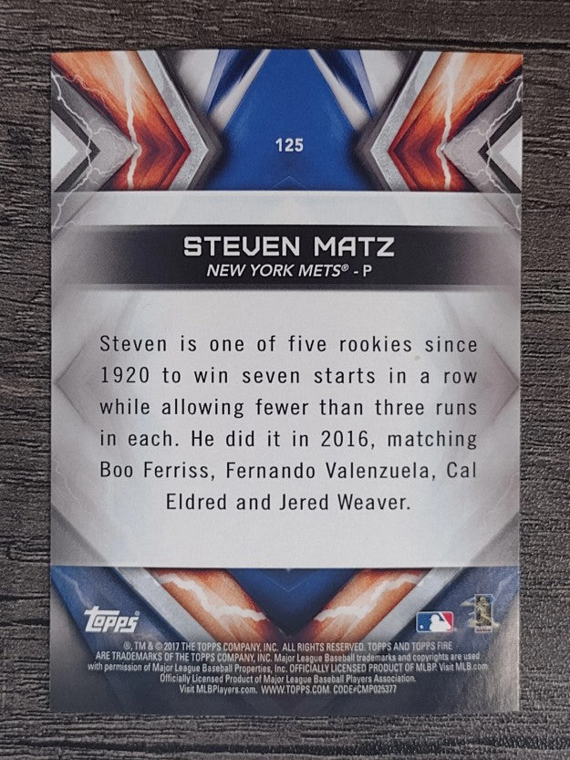 2017 Topps Fire #125 Steven Matz