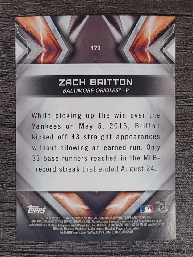 2017 Topps Fire #173 Zach Britton