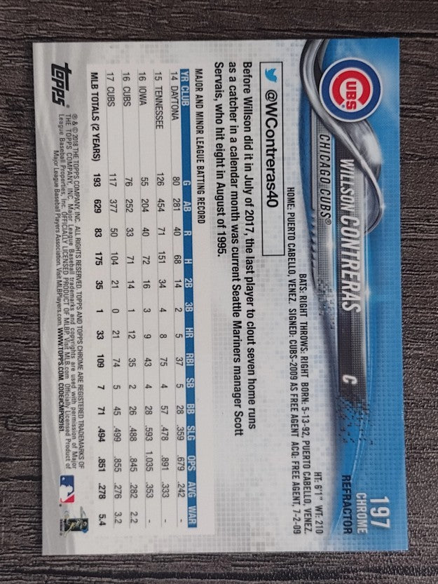 2018 Topps Chrome Refractors #197 Willson Contreras