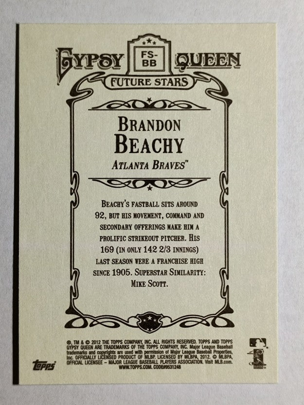 2012 Topps Gypsy Queen Future Stars #BB Brandon Beachy