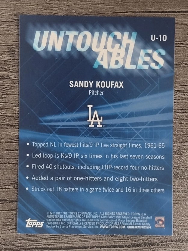 2017 Topps Update Untouchables #U10 Sandy Koufax