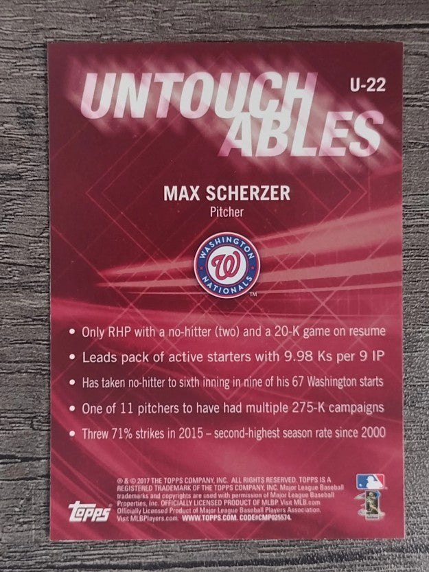 2017 Topps Update Untouchables #U22 Max Scherzer