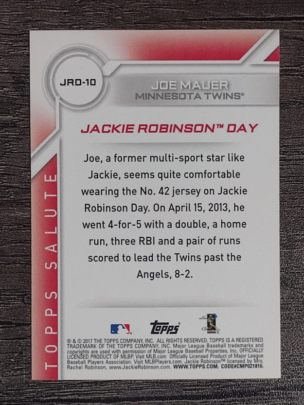 2017 Topps Jackie Robinson Day #JRD10 Joe Mauer