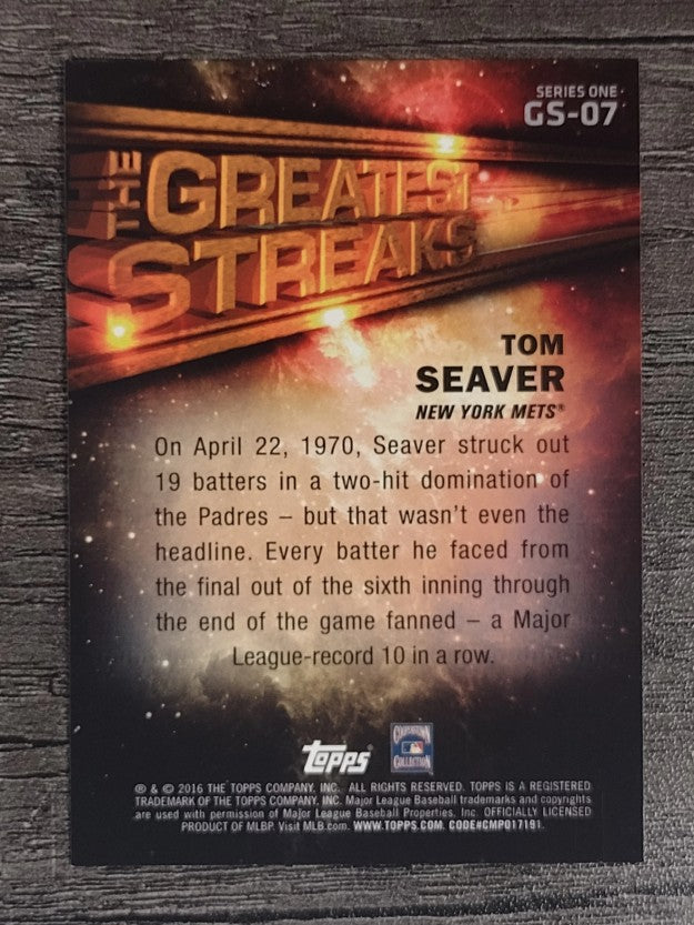 2016 Topps The Greatest Streaks #GS07 Tom Seaver