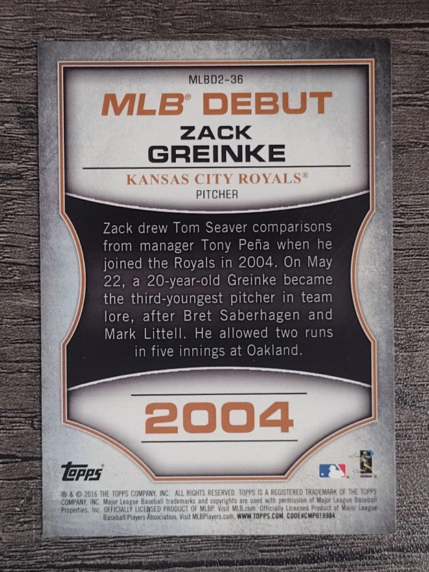 2016 Topps MLB Debut Silver #MLBD2-36 Zack Greinke