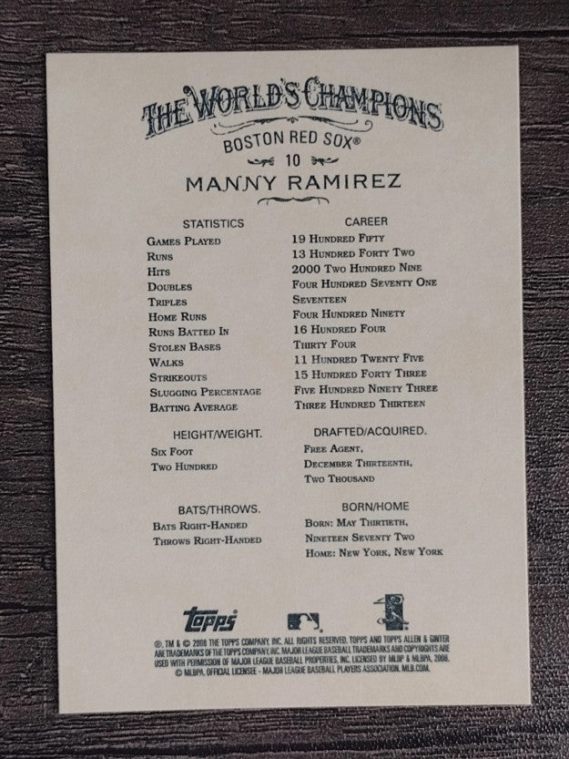 2008 Topps Allen and Ginter #10 Manny Ramirez