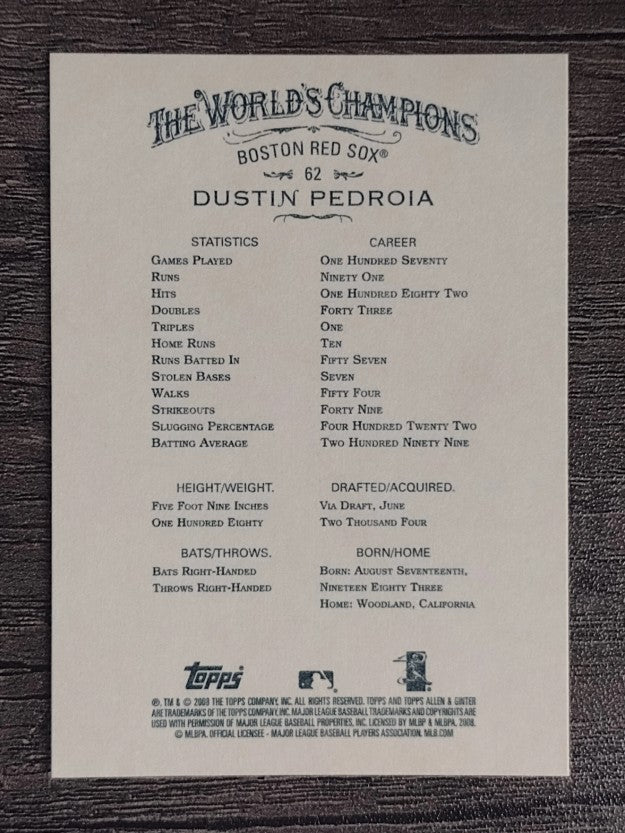 2008 Topps Allen and Ginter #62 Dustin Pedroia