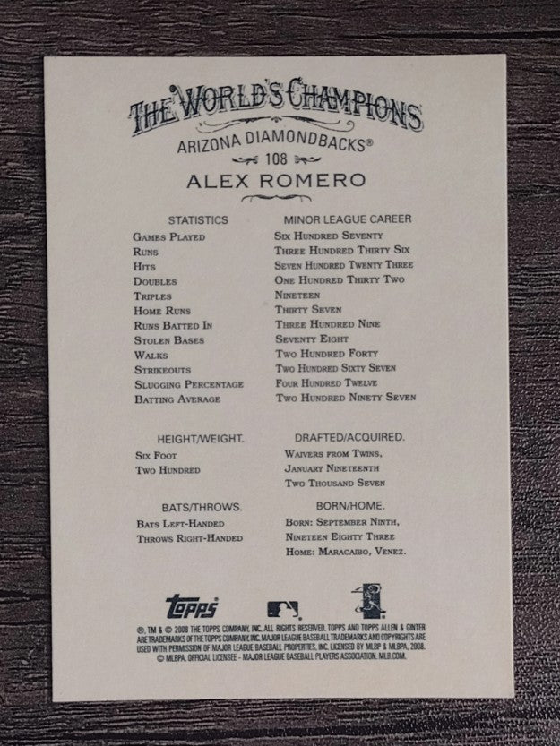 2008 Topps Allen and Ginter #108 Alex Romero
