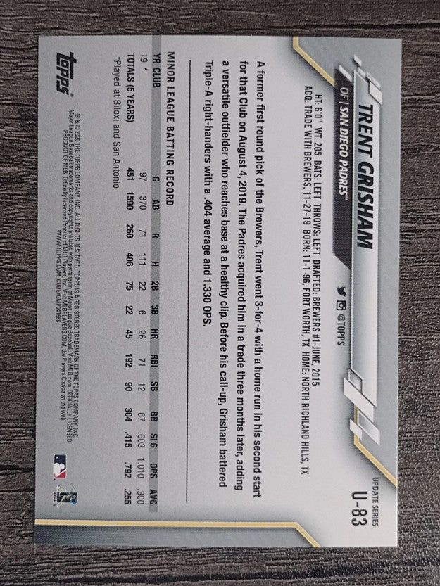 2020 Topps Update #U83 Trent Grisham RC