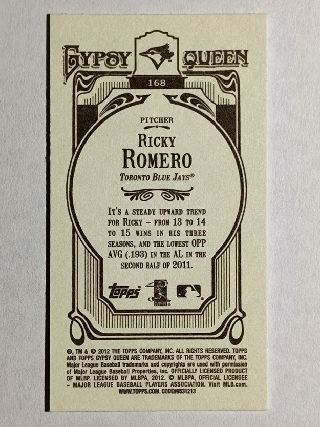 2012 Topps Gypsy Queen Mini #168 Ricky Romero